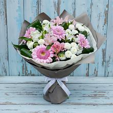 Букет цветов из:  Герберы, Альстромерии и Хризантемы #REPLACE_PRED# Упорной