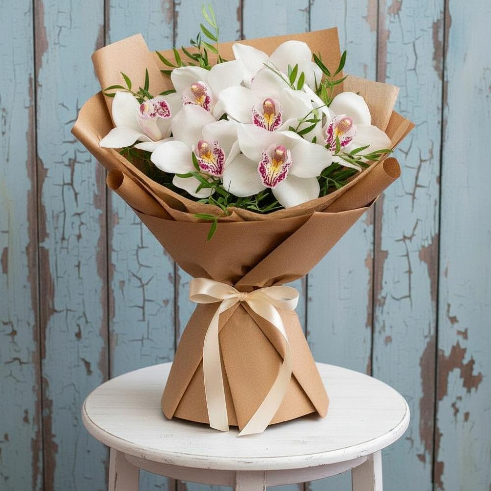 Букет цветов из: Орхидеи и Розы в Упорной