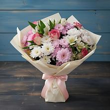 Букет цветов из:  Хризантемы, Альстромерии и Розы в Упорной