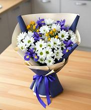 Букет цветов из:  Розы, Ирисы и Хризантемы в Упорной