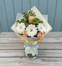 Букет цветов из:  Герберы, Розы и Хризантемы в Упорной