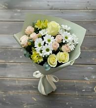Букет цветов из:  Альстромерии, Розы и Хризантемы #REPLACE_PRED# Упорной