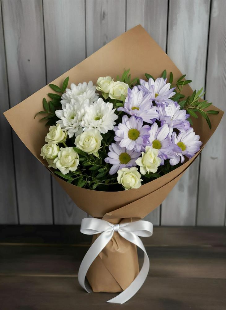 Букет цветов из: Хризантемы и Розы в Упорной